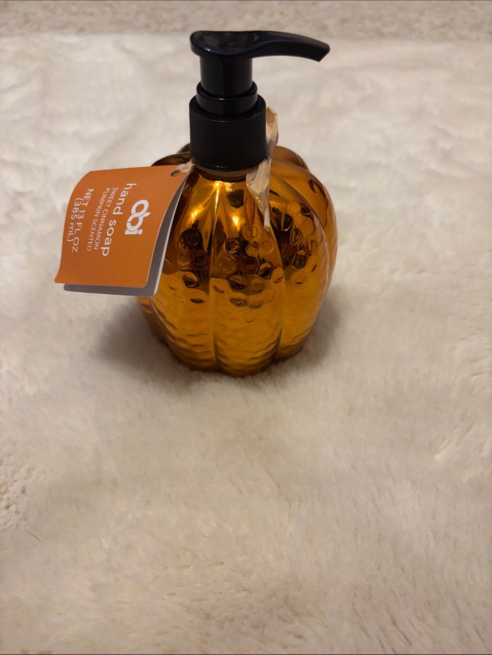 Amber Pumpkin Hand Soap with Black Pump - Orange